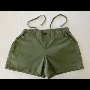 Olive Green Drawstring Cargo Shorts